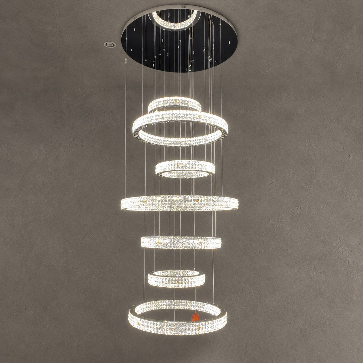 New Modern Light Luxury Oversized Multi-tiered Rings Crystal Chandelier for Staircase/Duplex/High-ceiling Space
