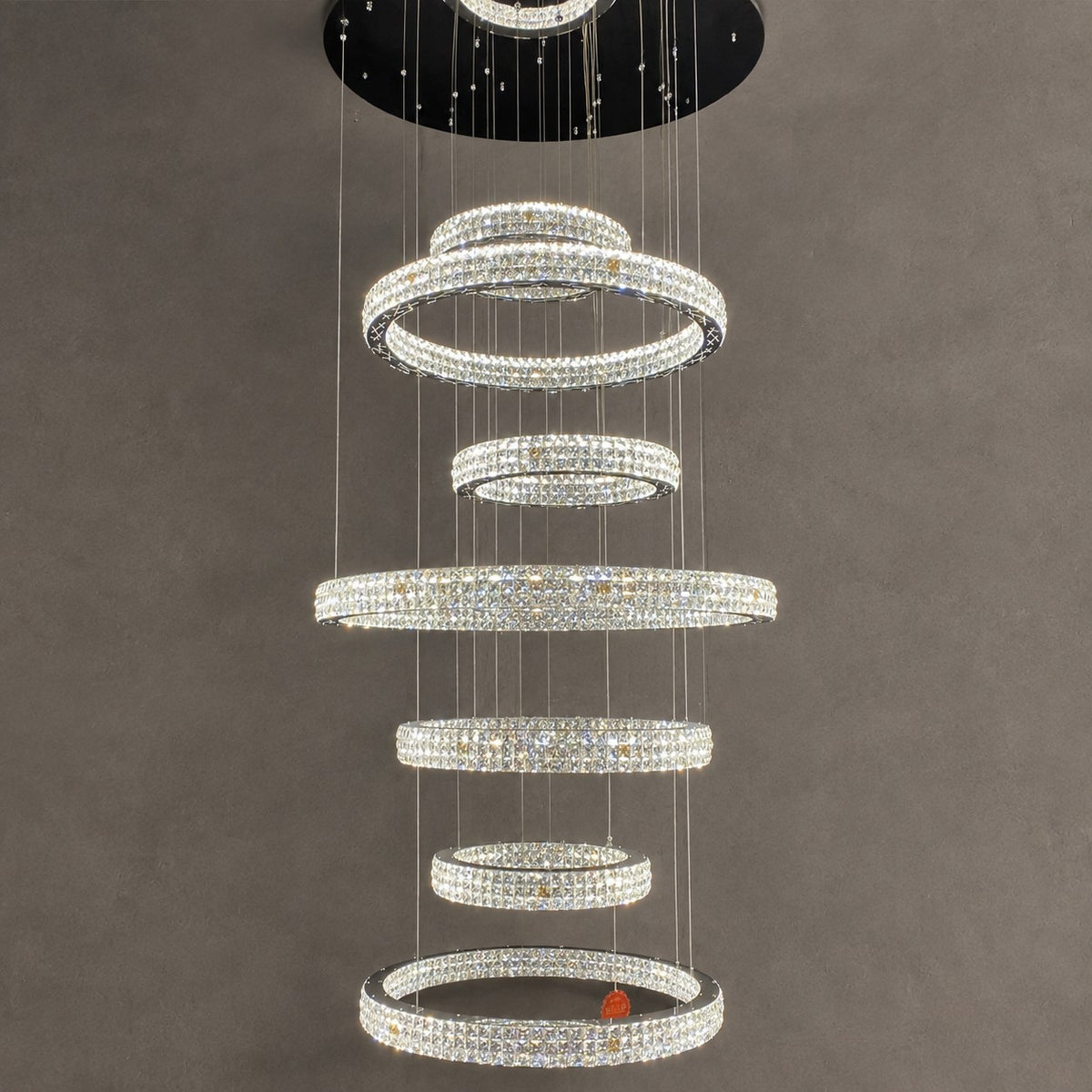 New Modern Light Luxury Oversized Multi-tiered Rings Crystal Chandelier for Staircase/Duplex/High-ceiling Space