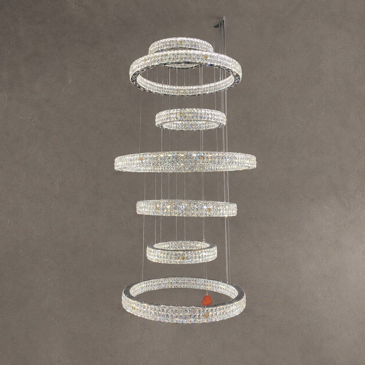 New Modern Light Luxury Oversized Multi-tiered Rings Crystal Chandelier for Staircase/Duplex/High-ceiling Space