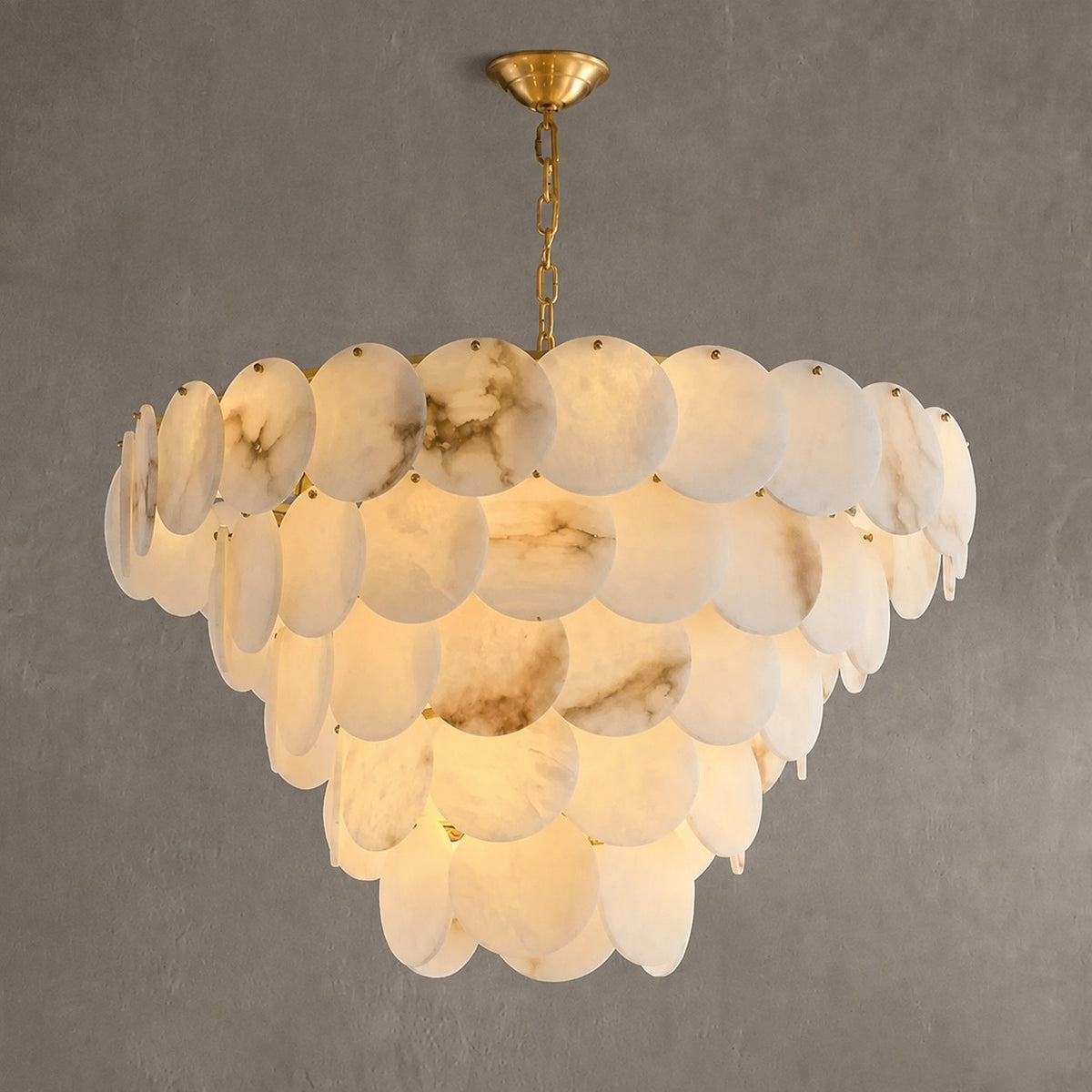 Noah Multi-Layer Natural Alabaster Round  Modern Chandelier 35''/43''