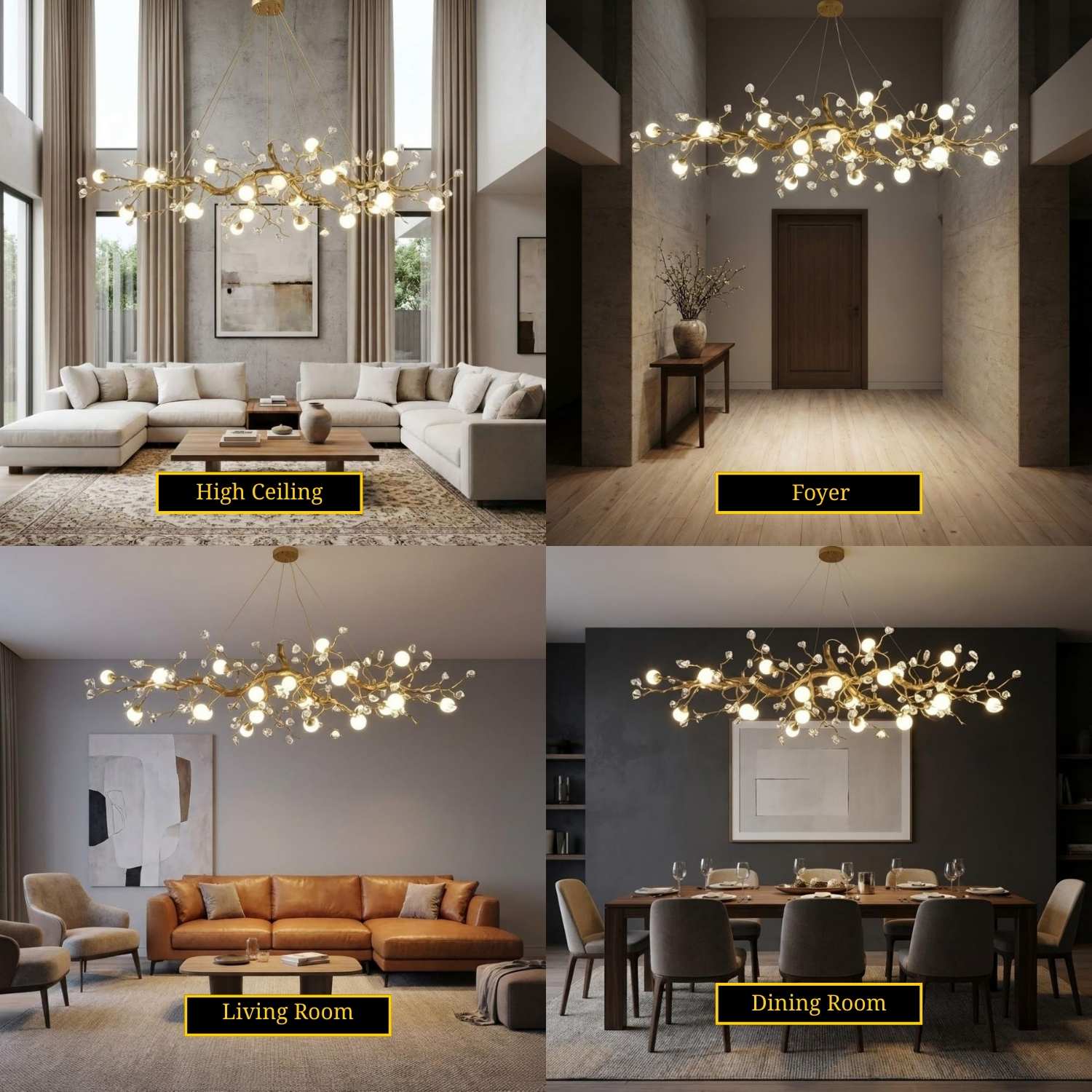Orgi Statement Linear Branch Chandelier - Gold47.24"(120cm)Warm white 3000KMerlinlamps