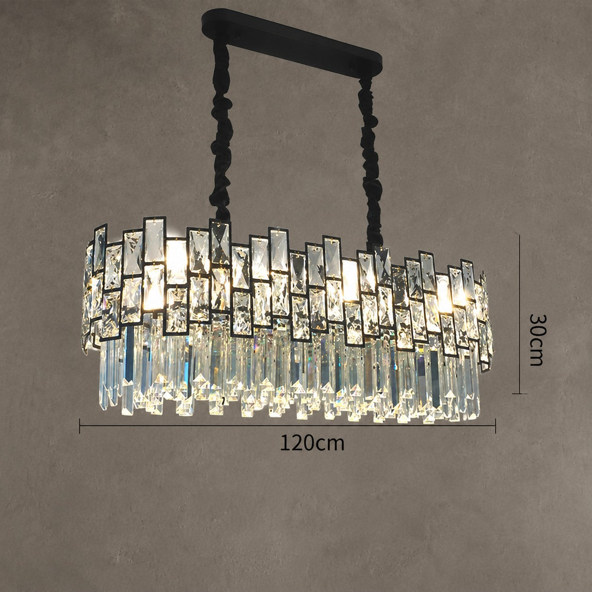 Palo clear Linear Chandelier for Kitchen Island