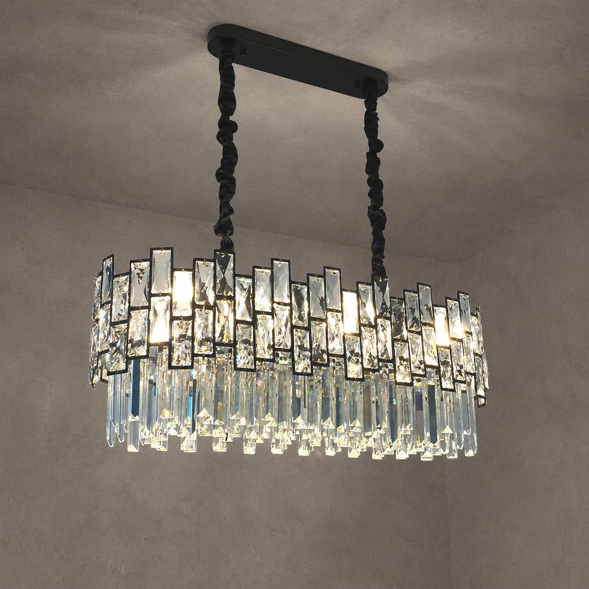 Palo clear Linear Chandelier for Kitchen Island