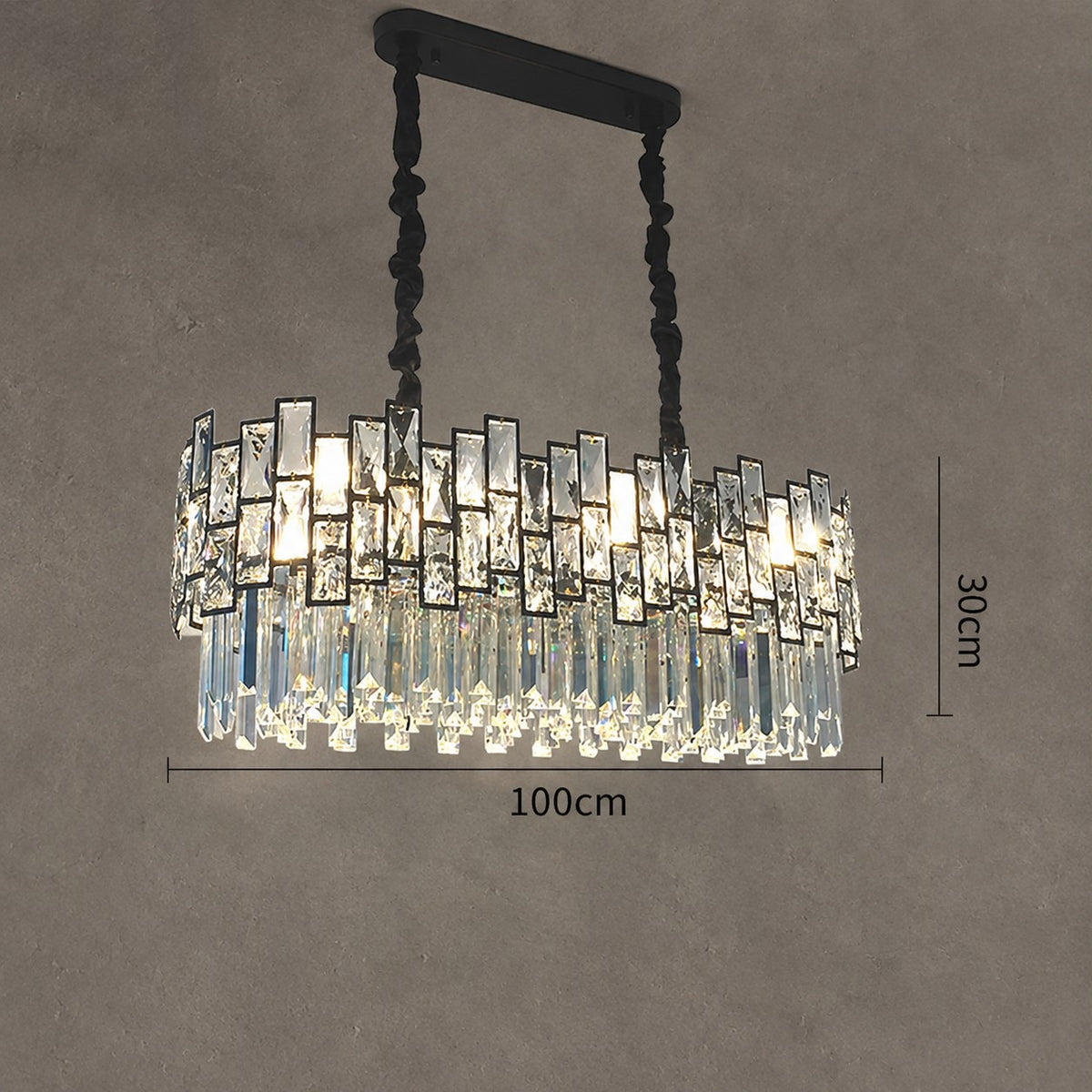 Palo clear Linear Chandelier for Kitchen Island
