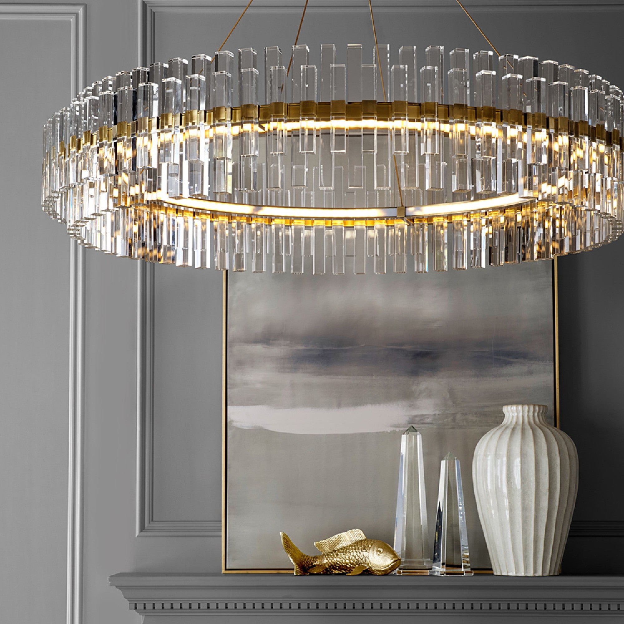 Phoebe Round LED Crystal Chandelier 30.5"/48"