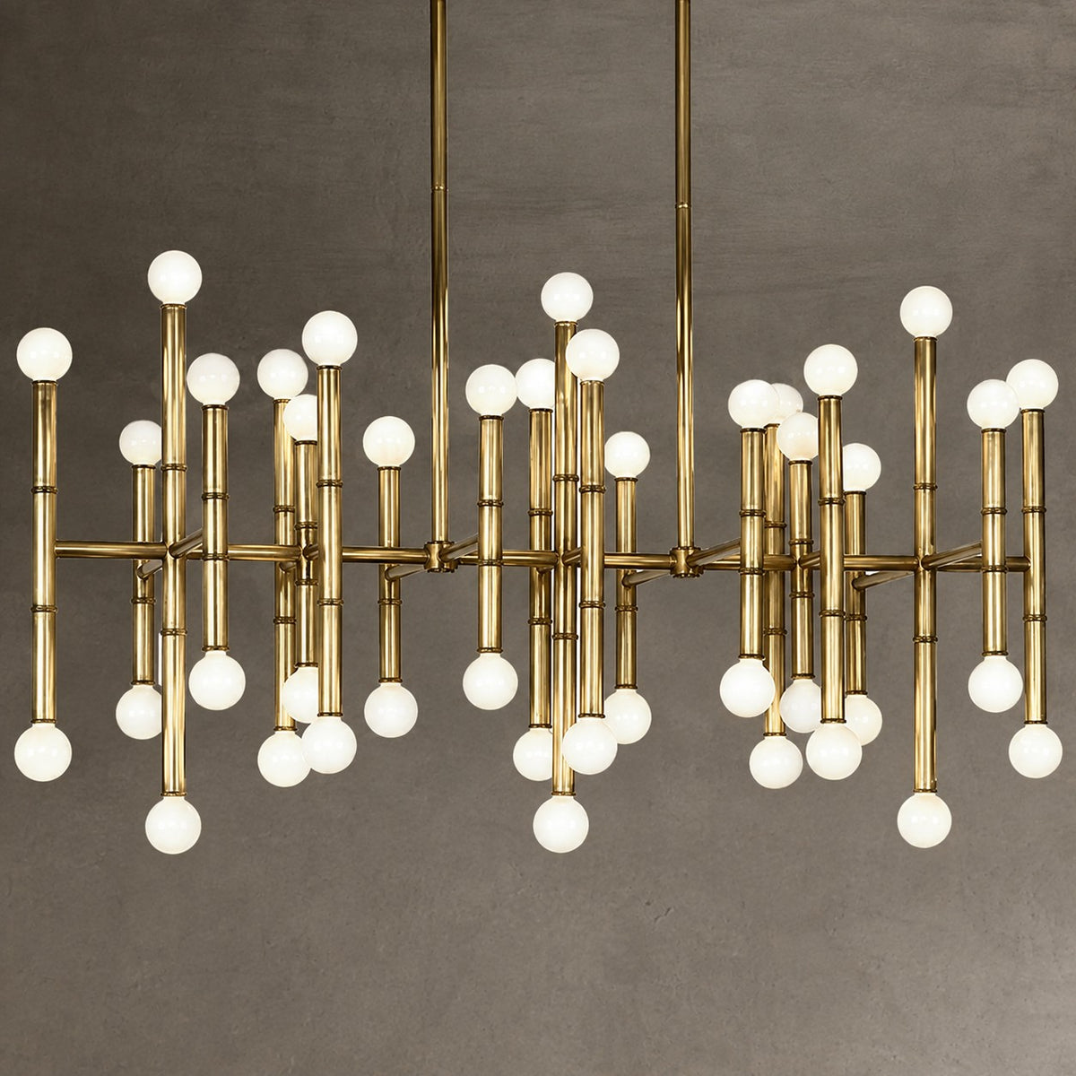 Post Modern Bamboo Style Linear Chandelier For Living Room God Iron Design Dining Table Ceiling Light