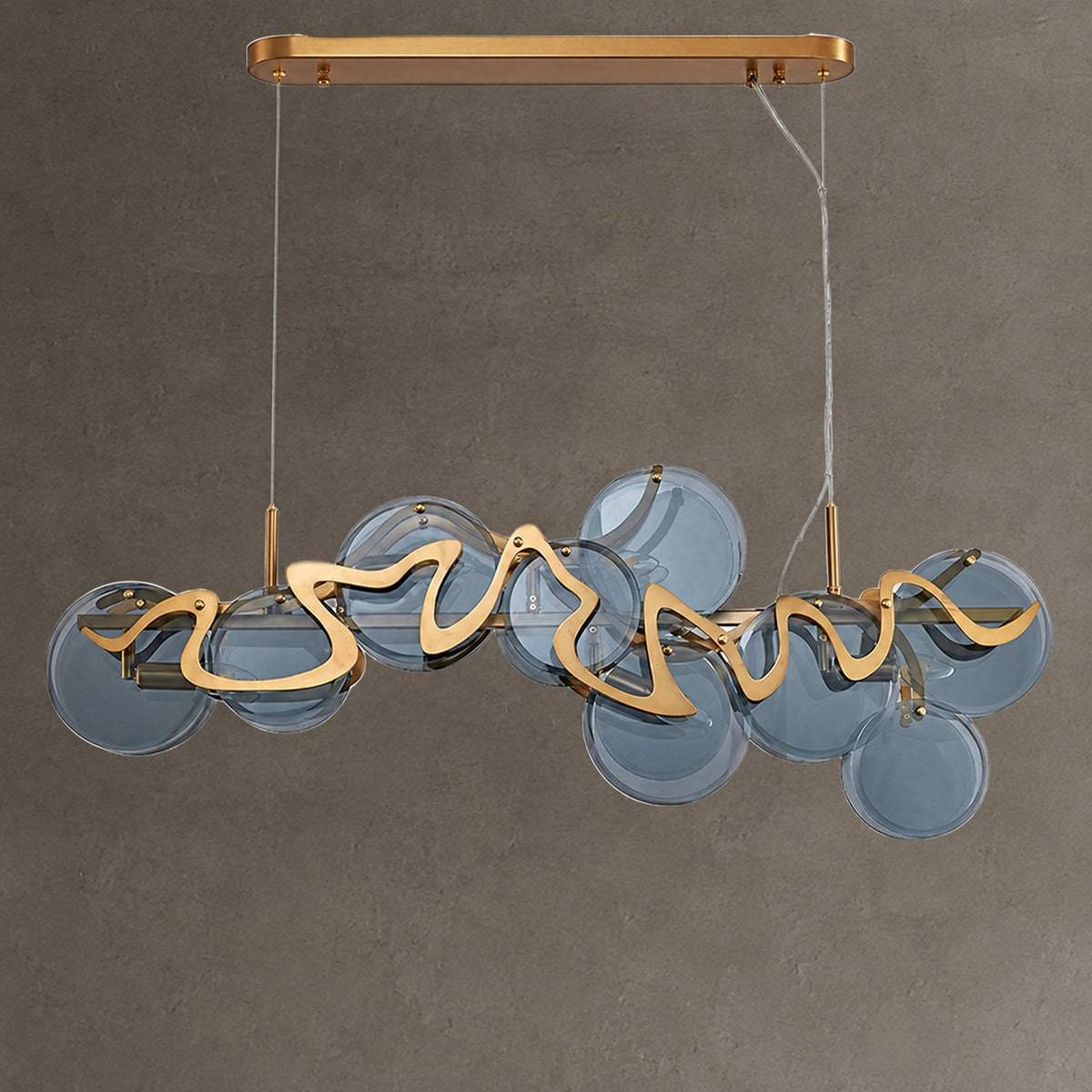 Post-modern Light Luxury Minimalist Round Glass Cluster Chandelier for Dining/Living Room/Bedroom