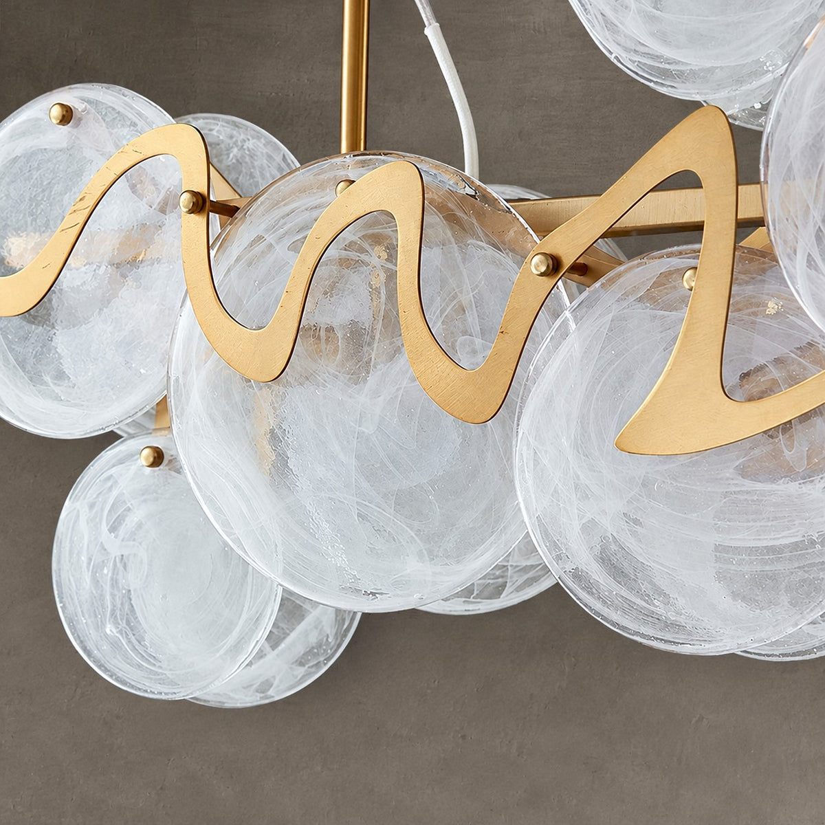 Post-modern Light Luxury Minimalist Round Glass Cluster Chandelier for Dining/Living Room/Bedroom