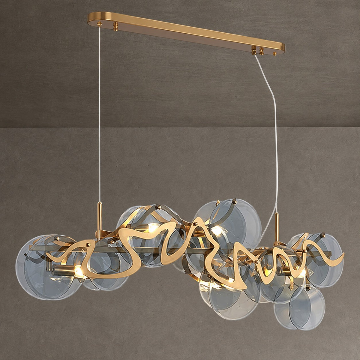 Post-modern Light Luxury Minimalist Round Glass Cluster Chandelier for Dining/Living Room/Bedroom