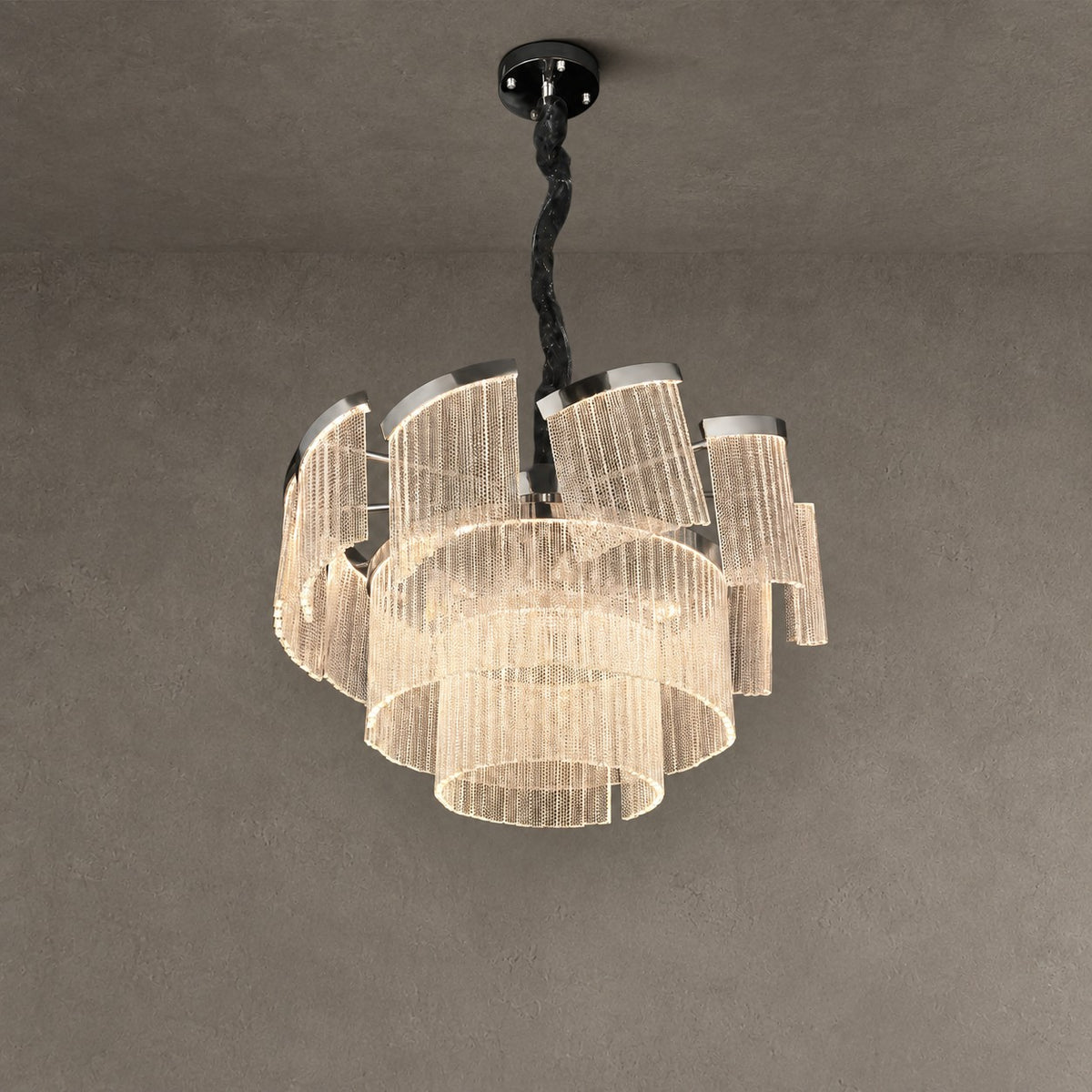 Prismata Crystal Modern Sculptural Ring Chandelier