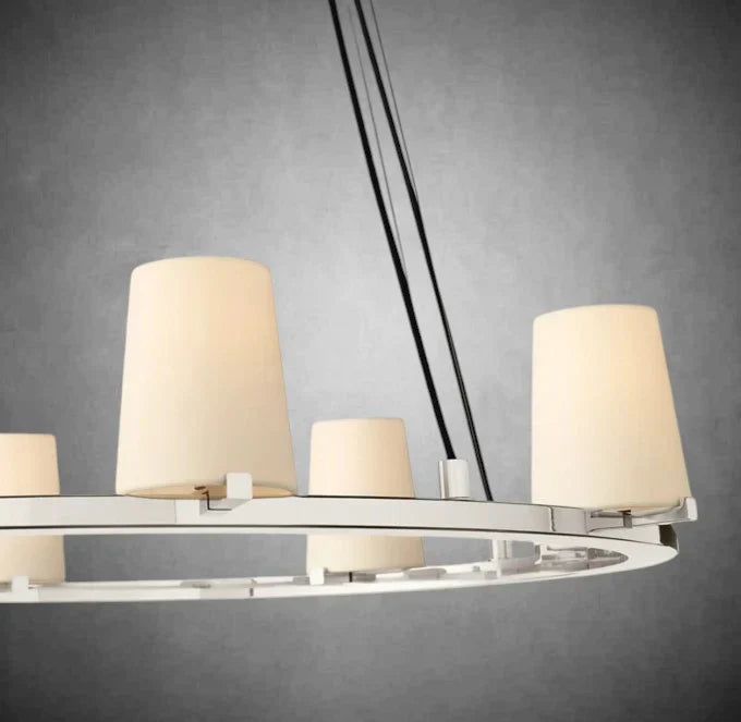Elegant Fabric Shade Round Chandelier: Modern Orb Lighting for Dining Rooms