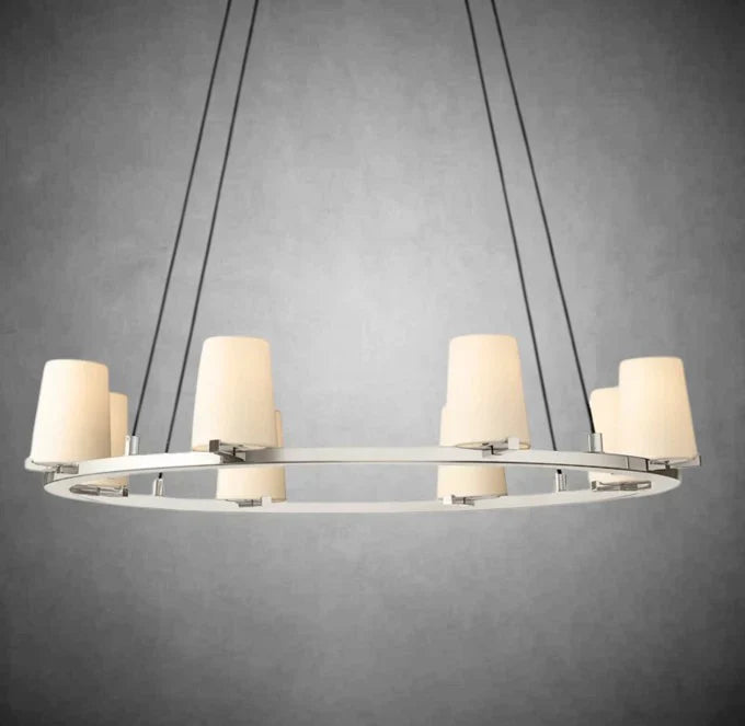 Elegant Fabric Shade Round Chandelier: Modern Orb Lighting for Dining Rooms