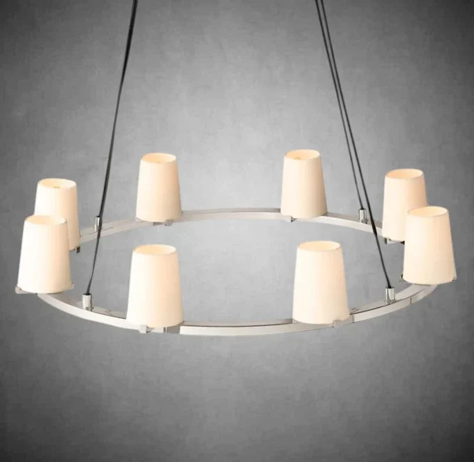 Elegant Fabric Shade Round Chandelier: Modern Orb Lighting for Dining Rooms