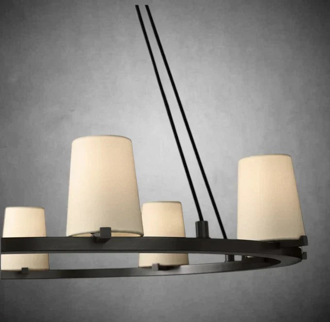 Elegant Fabric Shade Round Chandelier: Modern Orb Lighting for Dining Rooms