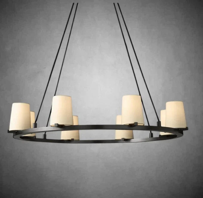 Elegant Fabric Shade Round Chandelier: Modern Orb Lighting for Dining Rooms