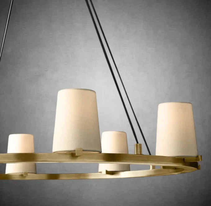 Elegant Fabric Shade Round Chandelier: Modern Orb Lighting for Dining Rooms