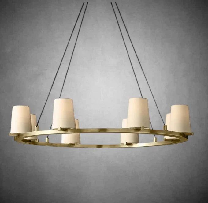 Elegant Fabric Shade Round Chandelier: Modern Orb Lighting for Dining Rooms