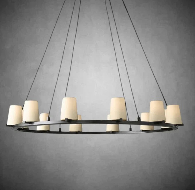 Elegant Fabric Shade Round Chandelier: Modern Orb Lighting for Dining Rooms