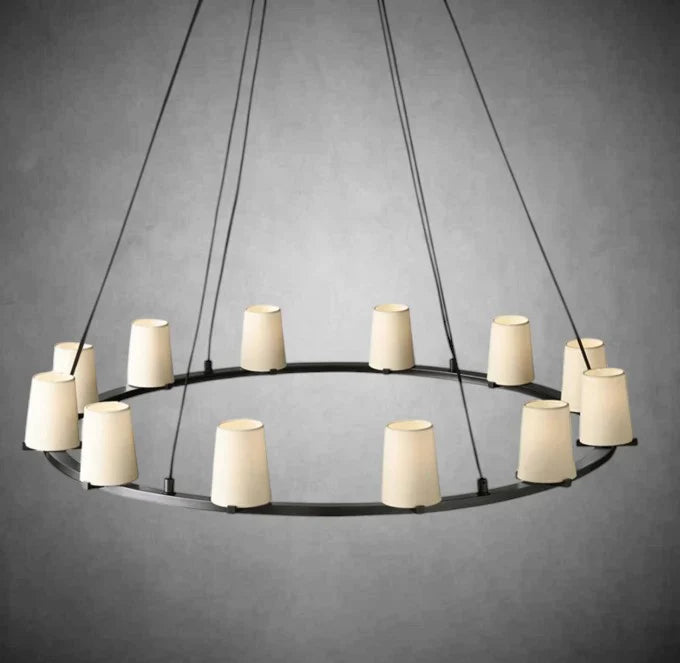 Elegant Fabric Shade Round Chandelier: Modern Orb Lighting for Dining Rooms