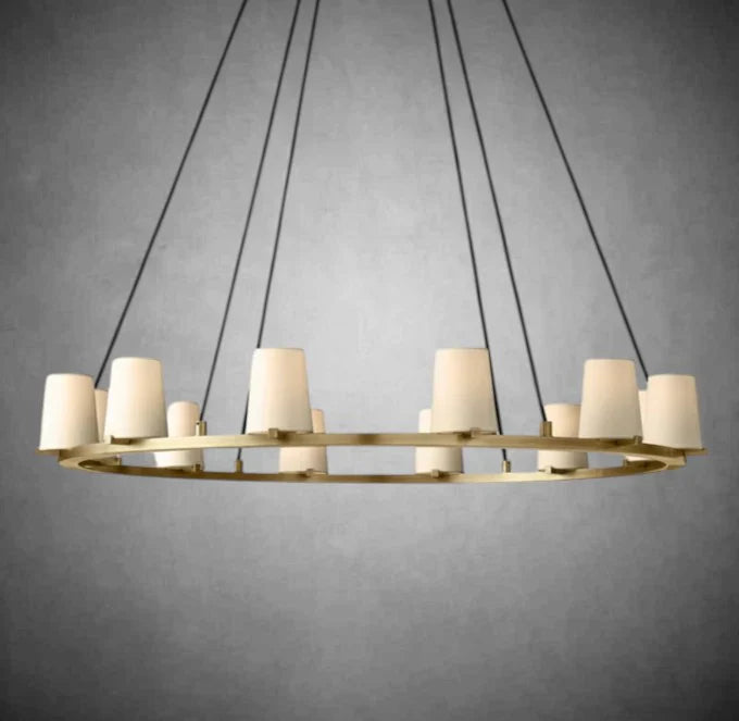 Elegant Fabric Shade Round Chandelier: Modern Orb Lighting for Dining Rooms