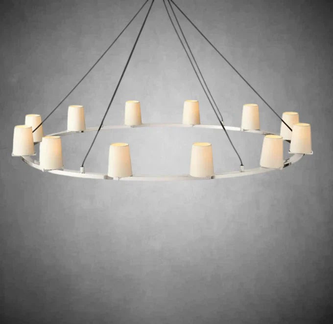 Elegant Fabric Shade Round Chandelier: Modern Orb Lighting for Dining Rooms