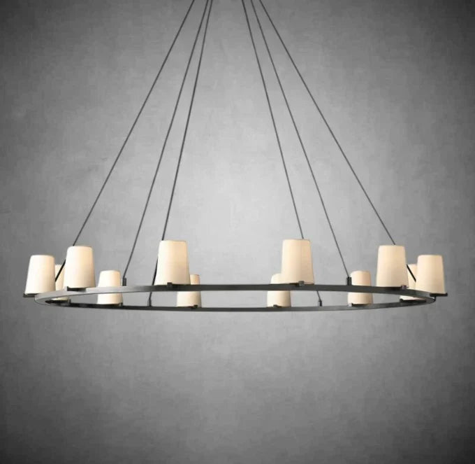 Elegant Fabric Shade Round Chandelier: Modern Orb Lighting for Dining Rooms