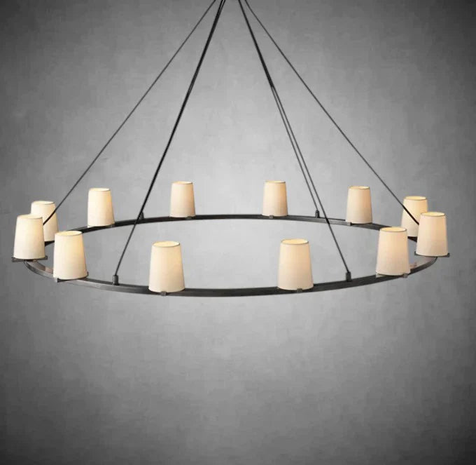 Elegant Fabric Shade Round Chandelier: Modern Orb Lighting for Dining Rooms