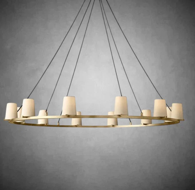 Elegant Fabric Shade Round Chandelier: Modern Orb Lighting for Dining Rooms