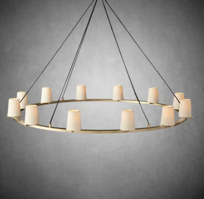 Elegant Fabric Shade Round Chandelier: Modern Orb Lighting for Dining Rooms