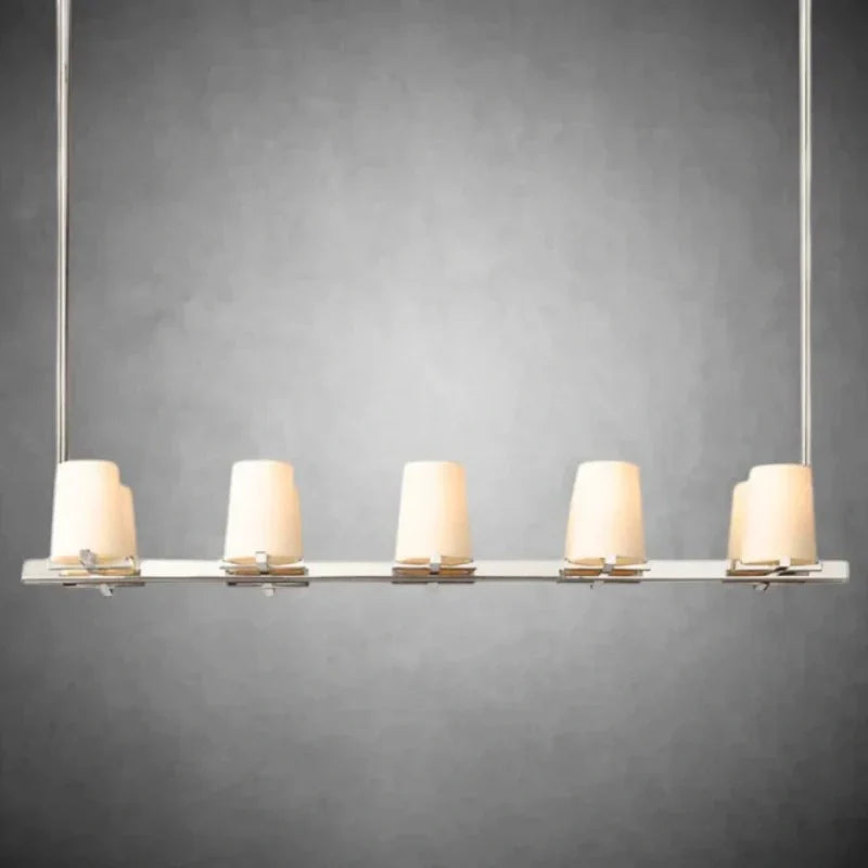 Elegant Fabric Shade Linear Chandelier: Modern Lighting for Dining Rooms & Kitchens