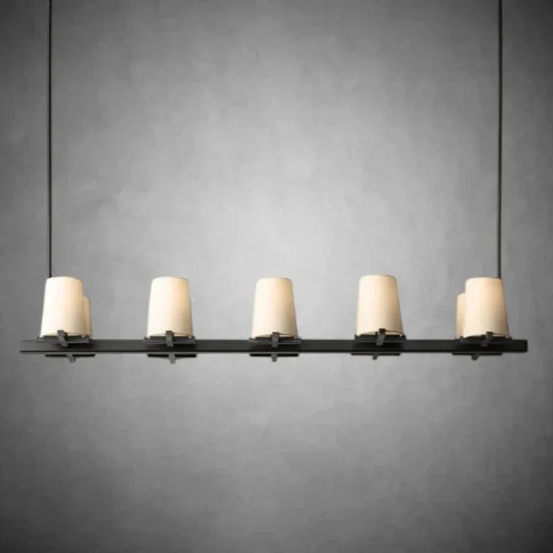 Elegant Fabric Shade Linear Chandelier: Modern Lighting for Dining Rooms & Kitchens