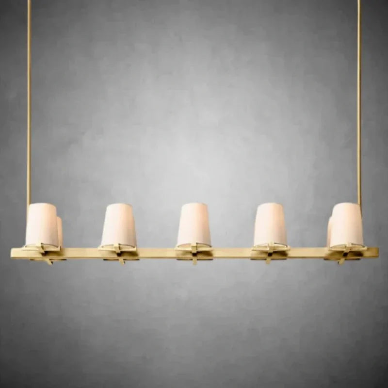 Elegant Fabric Shade Linear Chandelier: Modern Lighting for Dining Rooms & Kitchens