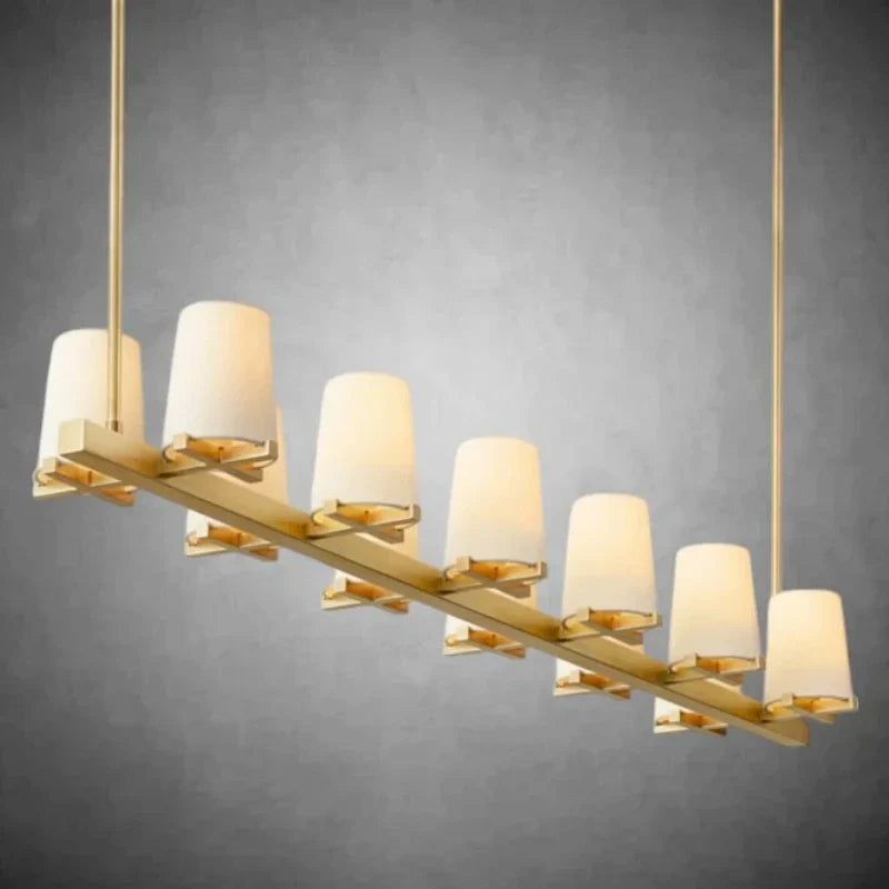 Elegant Fabric Shade Linear Chandelier: Modern Lighting for Dining Rooms & Kitchens