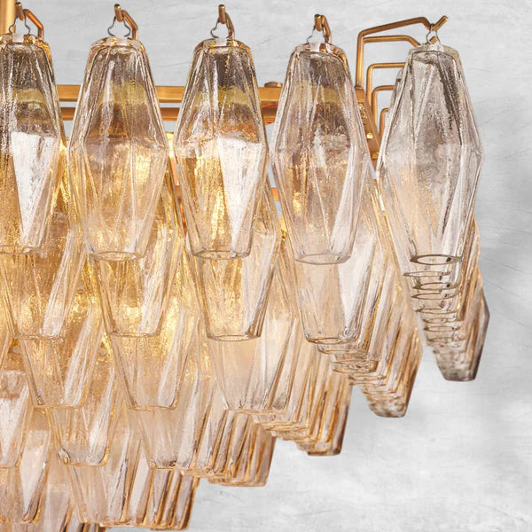 Chiarita Clear Glass Tiered Rectangular Chandelier 54" 74“