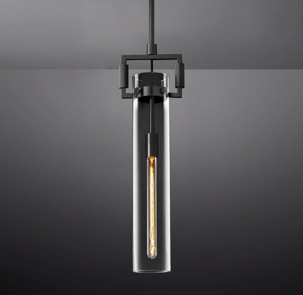 Queena Modern Machinist Glass Cylinder Pendant Light