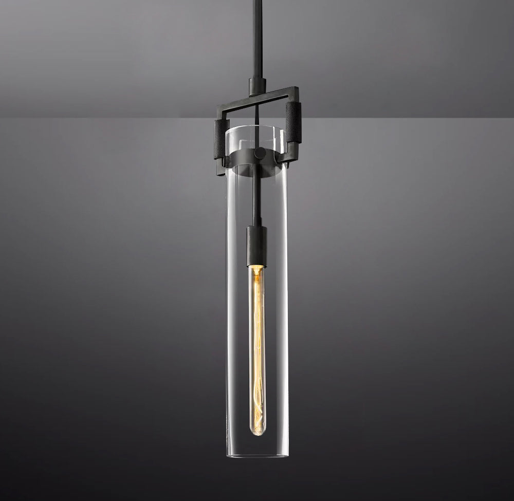 Queena Modern Machinist Glass Cylinder Pendant Light