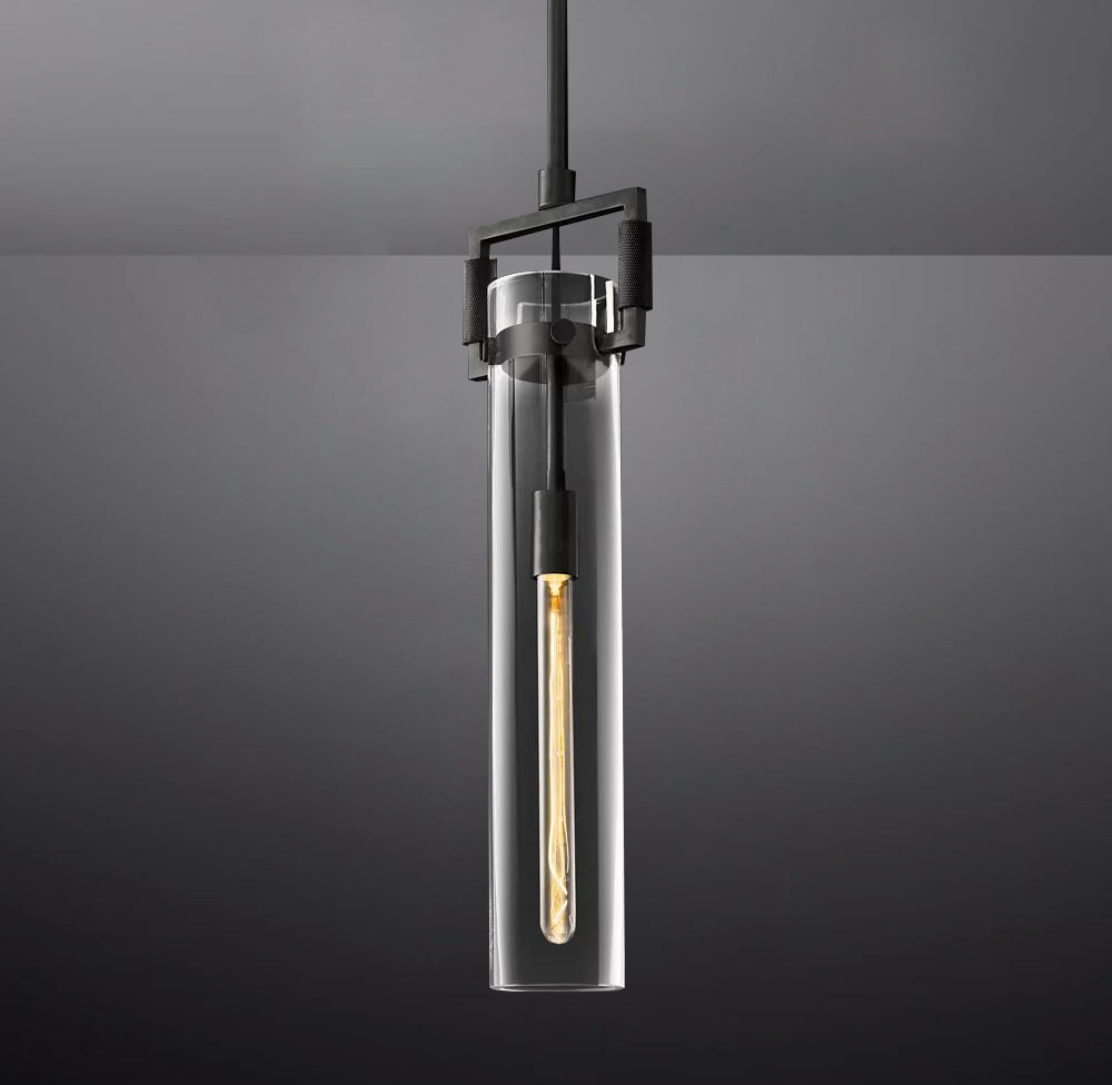 Queena Modern Machinist Glass Cylinder Pendant Light