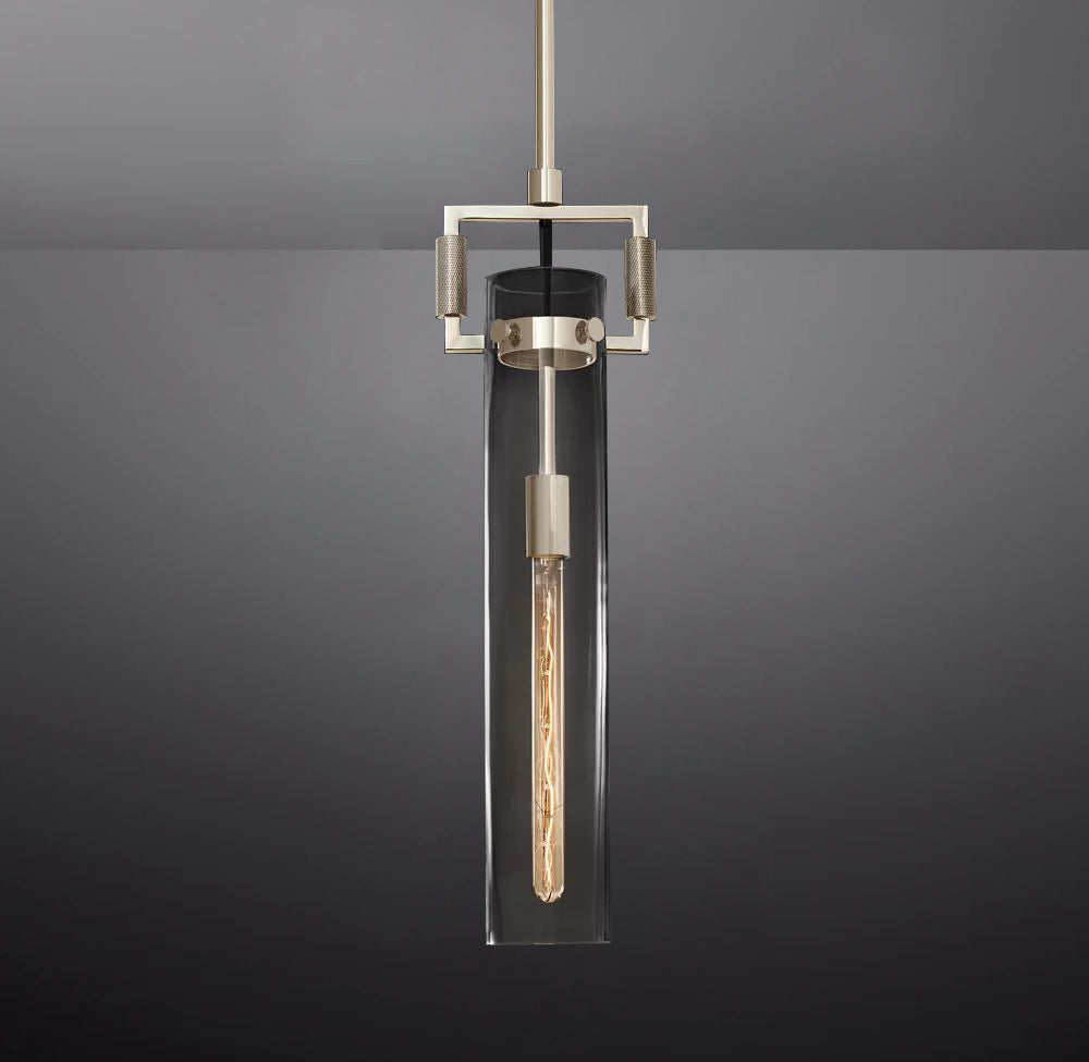 Queena Modern Machinist Glass Cylinder Pendant Light