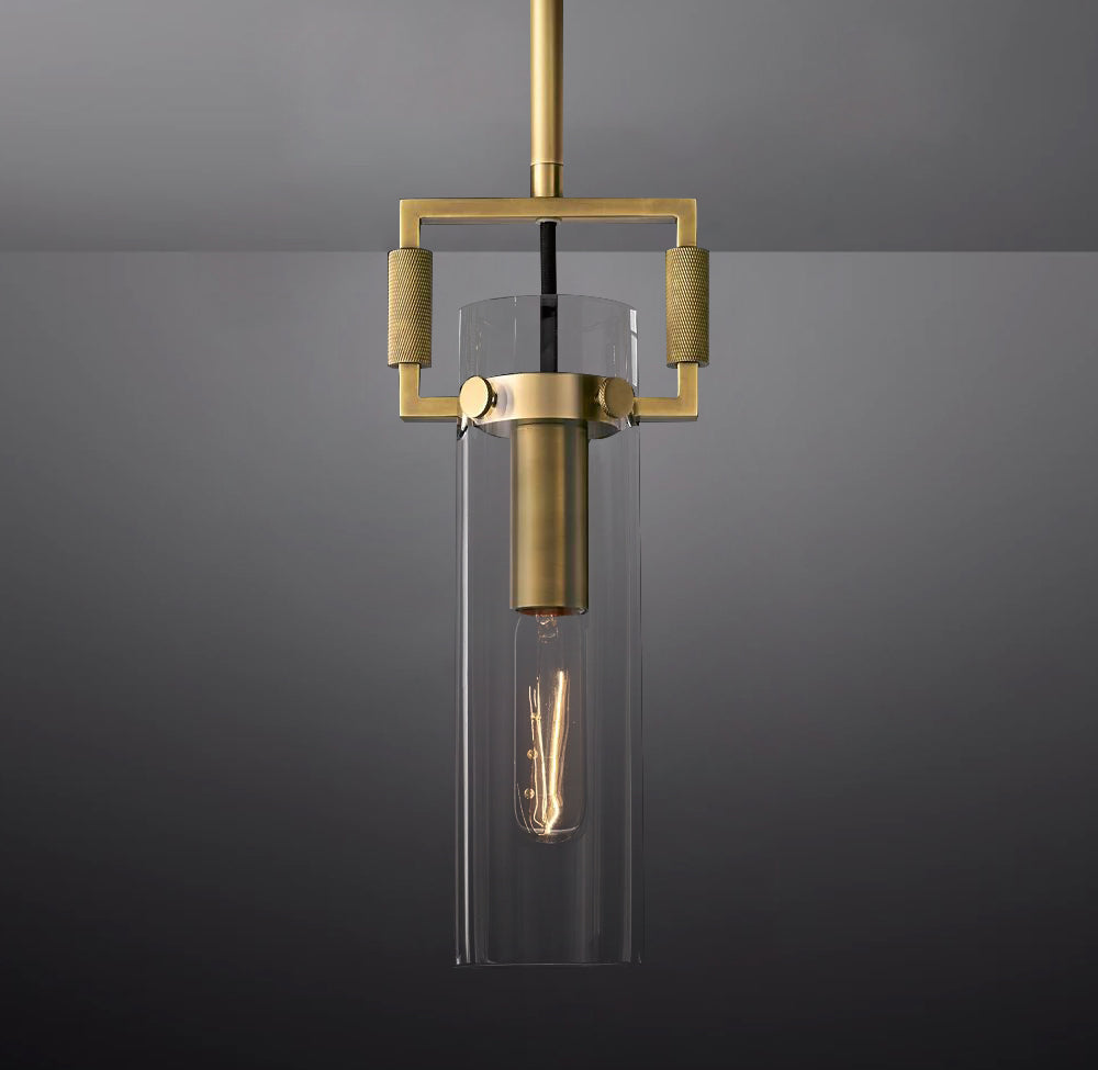 Queena Modern Machinist Glass Cylinder Pendant Light