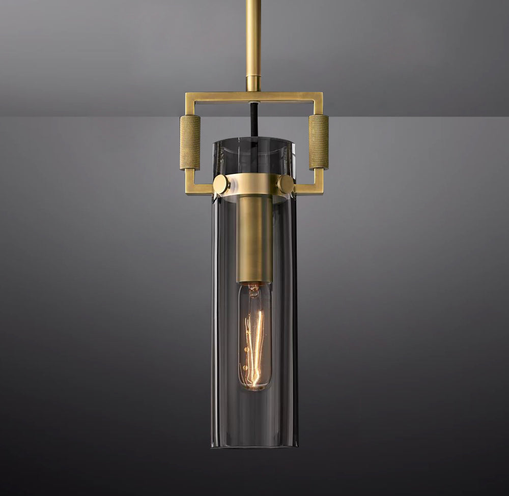 Queena Modern Machinist Glass Cylinder Pendant Light
