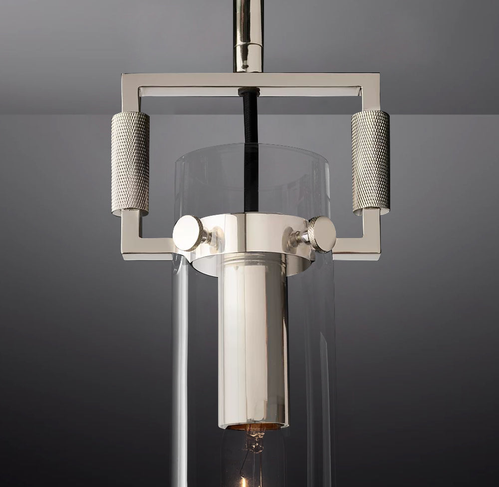 Queena Modern Machinist Glass Cylinder Pendant Light