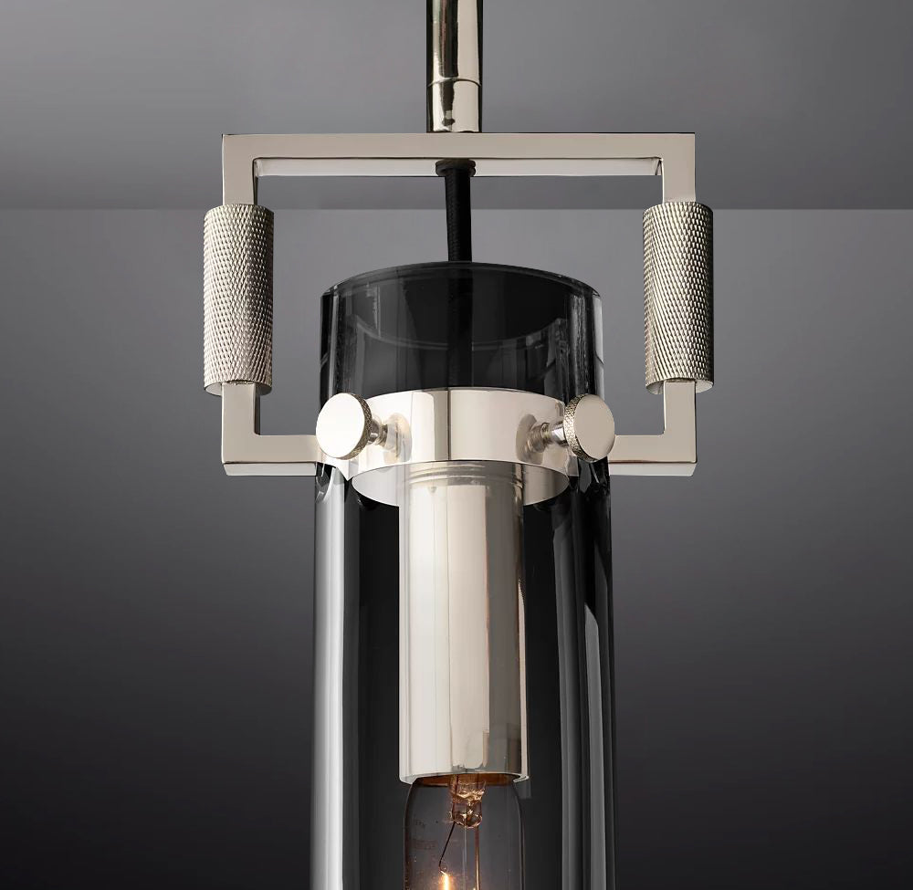 Queena Modern Machinist Glass Cylinder Pendant Light