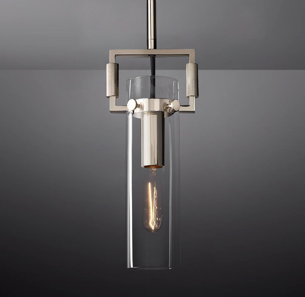 Queena Modern Machinist Glass Cylinder Pendant Light