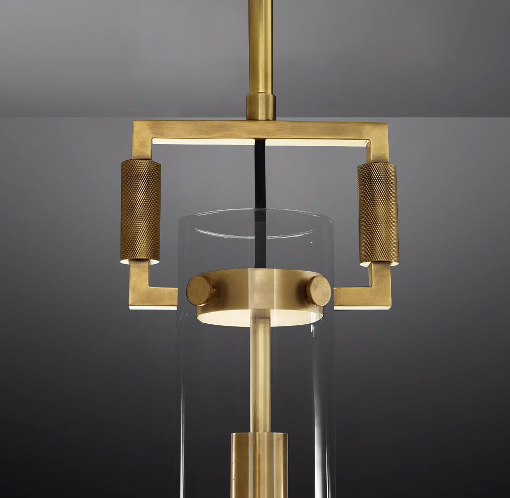 Queena Modern Machinist Glass Cylinder Pendant Light