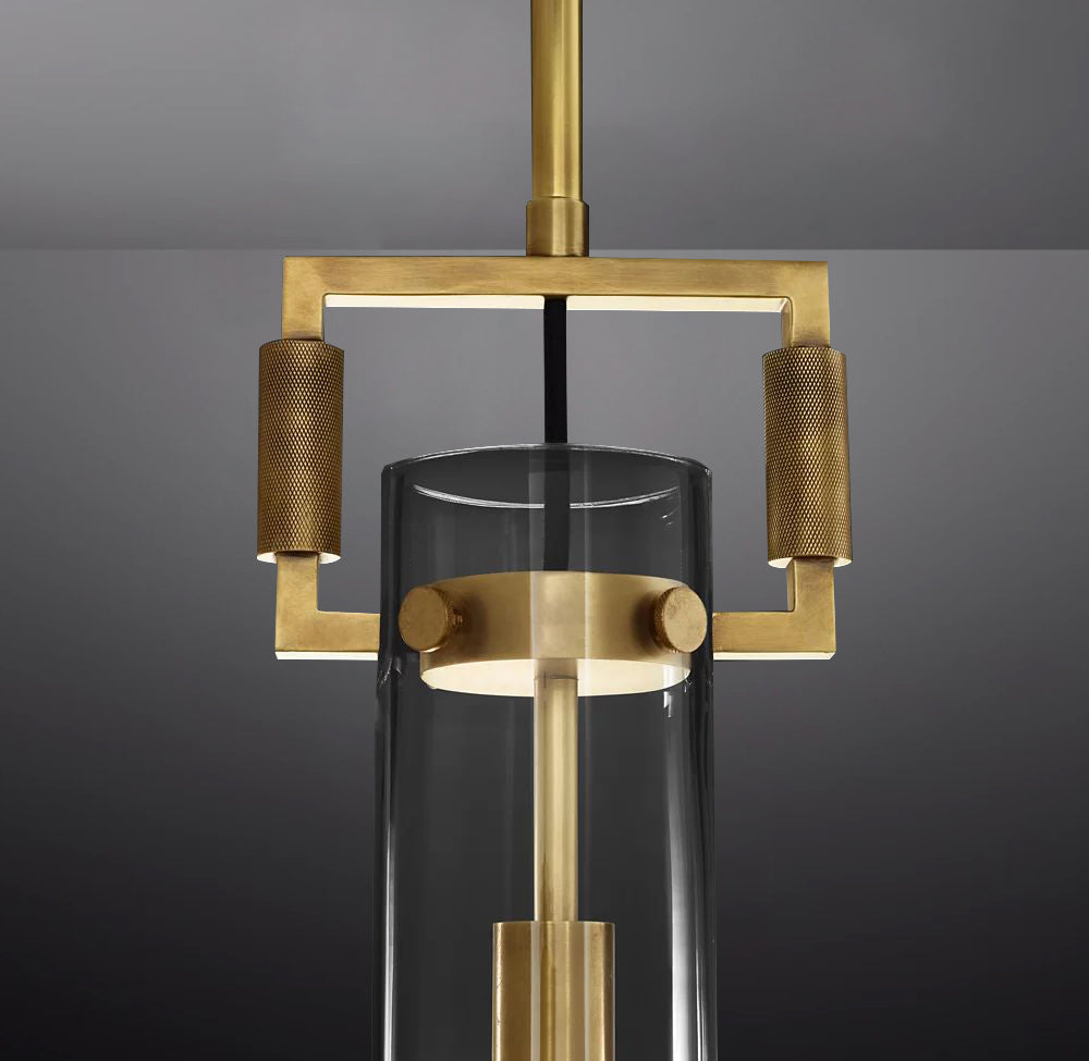 Queena Modern Machinist Glass Cylinder Pendant Light