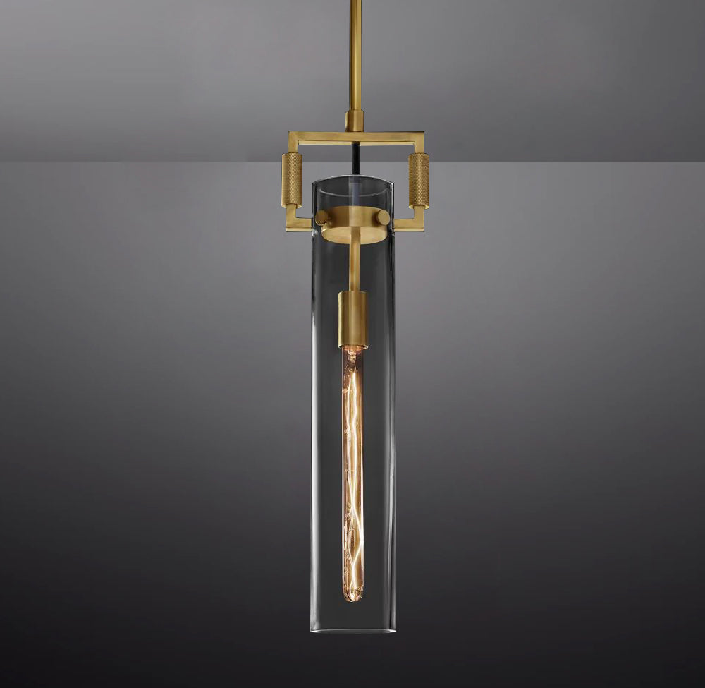 Queena Modern Machinist Glass Cylinder Pendant Light