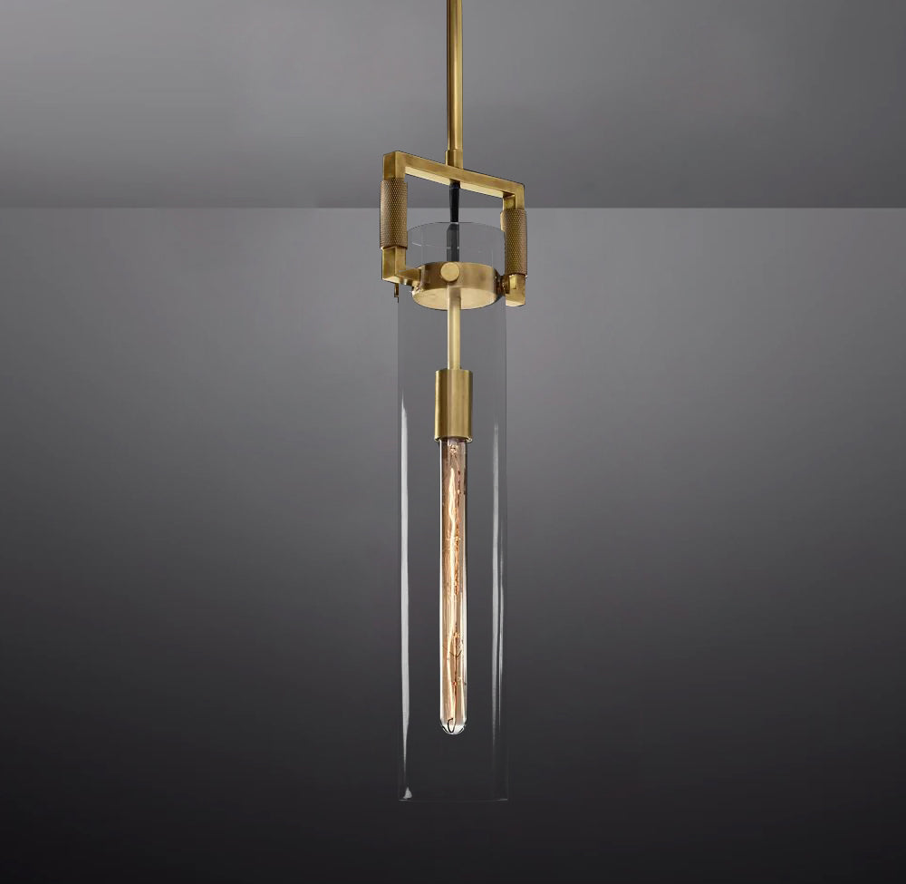 Queena Modern Machinist Glass Cylinder Pendant Light