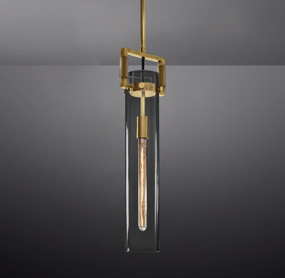 Queena Modern Machinist Glass Cylinder Pendant Light