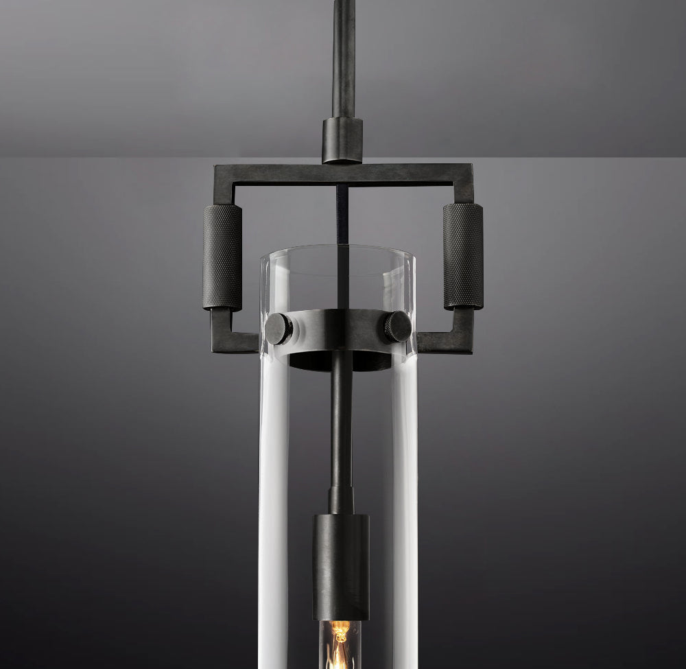 Queena Modern Machinist Glass Cylinder Pendant Light