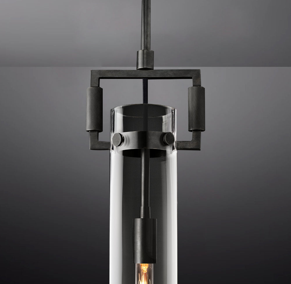 Queena Modern Machinist Glass Cylinder Pendant Light